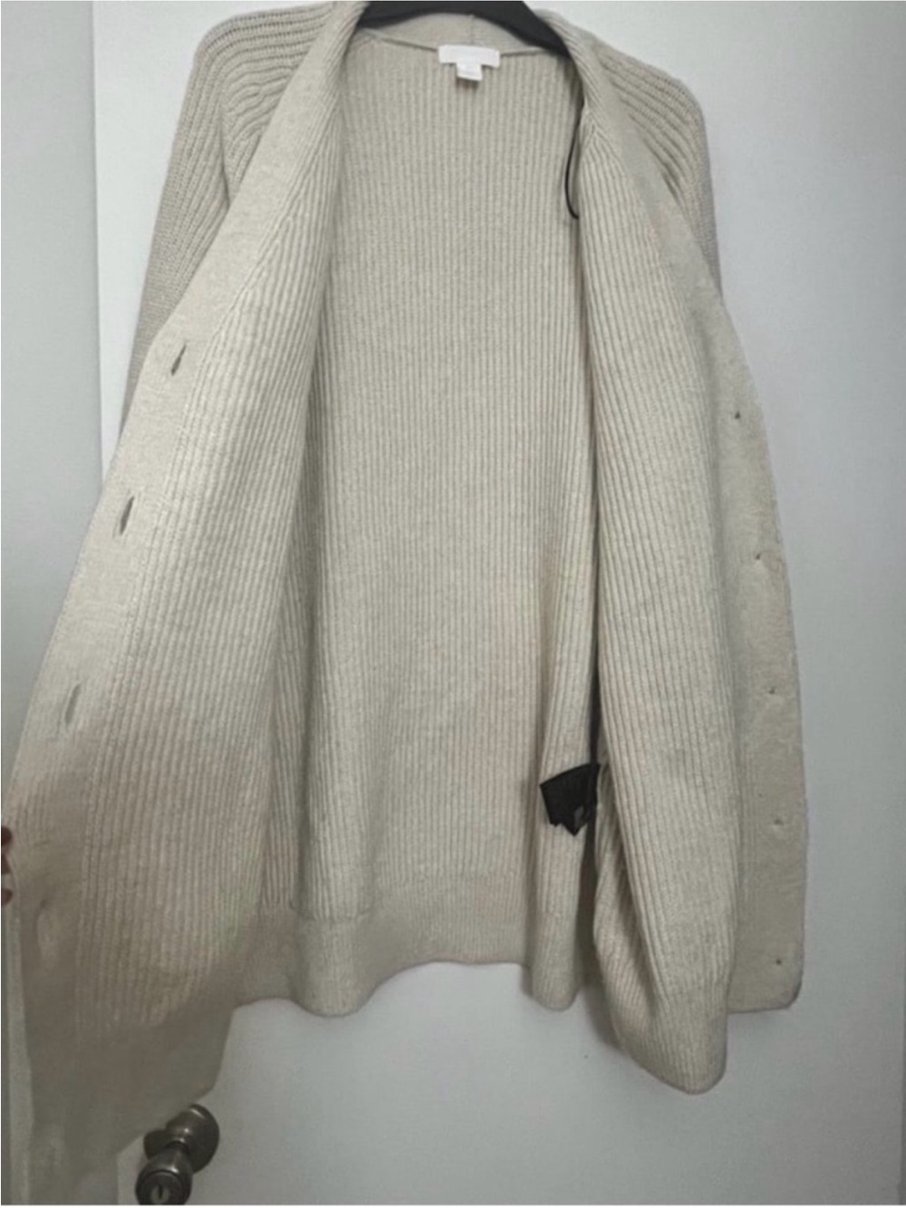 H&M Oversized Ribbed Button Cardigan - Cream - Picture 6 of 7